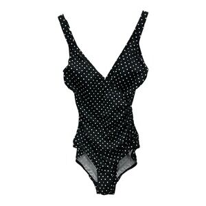 Kirkland by Miraclesuit Women's 8‎ Swimsuit Black & White Polka Dot One Piece